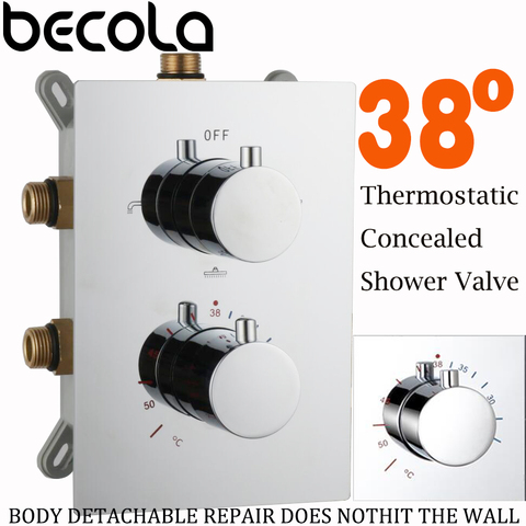 Free shipping Thermostatic Shower Faucet Mixing Valve 2 or 3 Ways Concealed Easy-mount Box Brass Concealed Valve Wall Mount ► Photo 1/6