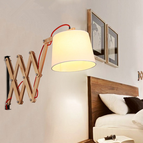 Stretch retractable wall lamp creative retro style sconces art deco arandela Stretch Length adjustable Wood Wall Lamp ► Photo 1/6