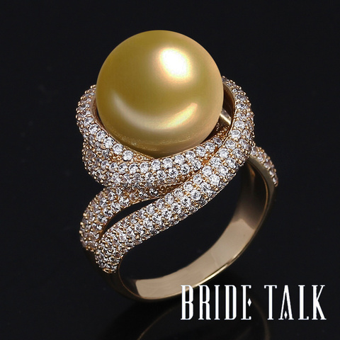 BrideTalk Fashion Jewelry Brand Luxury Cubic Zirconia Twisted Lines Pearl Rings Suitable for Engagement Wedding Free Shipping ► Photo 1/6