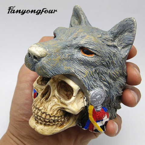3D Wolf Skull Silicone Mould Fondant Cake Mould Resin Gypsum Chocolate Candle Candy Mould Free Shipping ► Photo 1/6