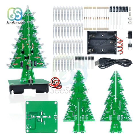 Three-Dimensional 3D Christmas Tree LED DIY Kit 7 Colors LED Flash Circuit Kit Electronic Fun Suite ► Photo 1/6