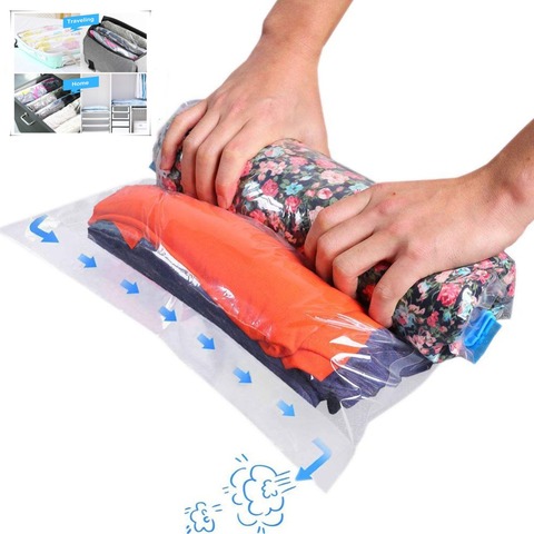 12PC Hand Rolling Type Compression Vacuum bag Transparent Foldable clothing Storage bag space saving bags for home and travel ► Photo 1/6