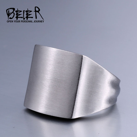 BEIER High Dull Polished Ring Signet Solid Fashion Man's 316L Stainless Steel Biker Plated Unique Jewelry For Men BR8-638 ► Photo 1/5