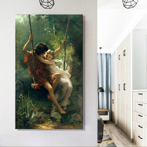 France Painter Pierre Auguste Cot's Springtime Posters Print on Canvas Wall Art Canvas Famous Painting for Living Room Decor ► Photo 1/6