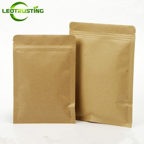 100pcs 280micron Flat Kraft Paper Zip Lock Gift Packagin Bag Candy Powde Nuts Grain Zipper Rice Bag Paper Gift Window Bags ► Photo 1/6