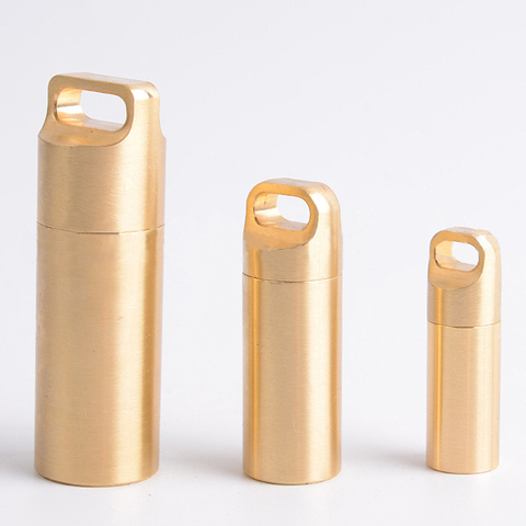 S/M/L Brass Waterproof Canister Keychain Medicine Bottle Outdoor Camping Tool  ► Photo 1/6