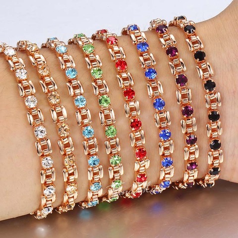Womens Bracelet Square Bismark CZ Stone 585 Rose Gold Bracelets For Women Jewelry Accessories Gifts Dropshipping 5.5mm HGBM101 ► Photo 1/6