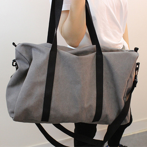 Large-capacity Solid Color Canvas Women Short-distance Travel Bag Sleek Minimalist Fabric Men Hand Luggage Bag ► Photo 1/6