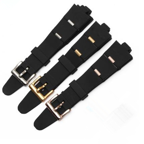 22mm 24mm Men Woman Black With Silver Rose Gold Buckle Silicone Rubber Watch Band Strap For  BVLG Diagono Bracelet Wristband ► Photo 1/6