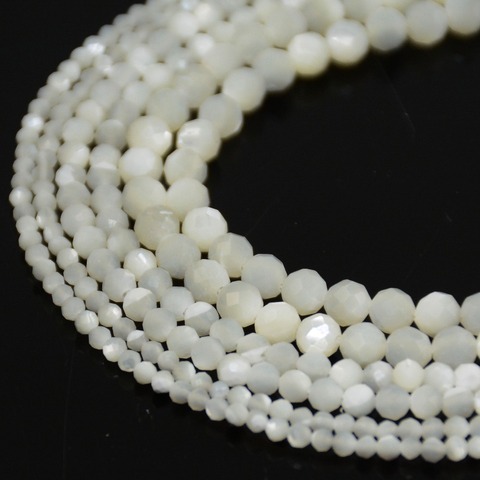 Natural Mother of Pearl MOP Faceted Round Beads 2mm / 3mm / 4mm ► Photo 1/3