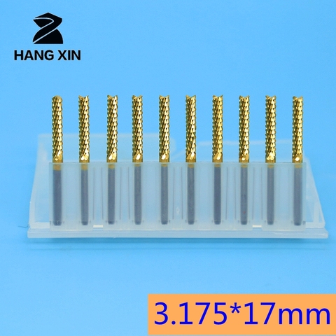 HANGXIN  3.175mm Tungsten carbide Corn Cutter cutting 10pcs PCB milling bits end mill CNC router bits for Engraving machine ► Photo 1/6