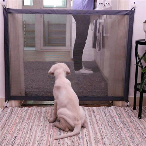 Baby Gate Portable Folding Safe Guard Dog Gate Protection Safety Products Mesh Magic Pet Gate Baby Fence Ingenious Mesh on TV ► Photo 1/6