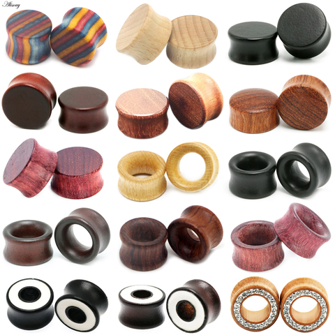 1PC Fashion Ear Plugs Wood Flesh Tunnels Saddle Ear Gauges 6mm-20mm Solid Hollow Body Piercing Jewelry For Men Women Expanders ► Photo 1/6
