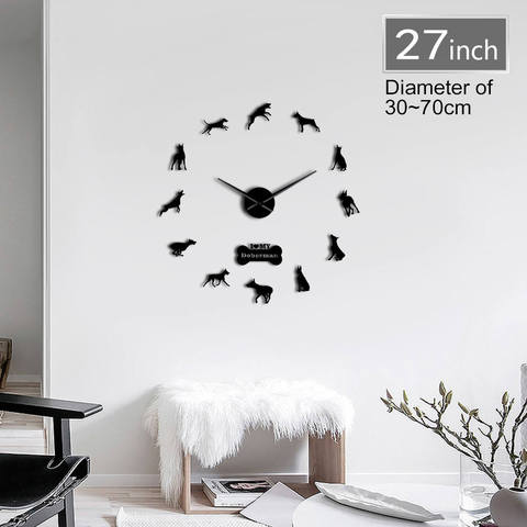 Doberman Pinscher 3D DIY Silent Wall Clock Quartz Clock Watch Battery Operated Pet Store Framless Wall Decor Gift for Dog Lover ► Photo 1/6
