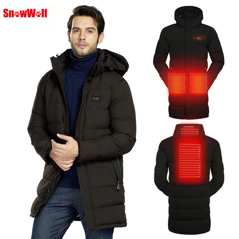 SNOWWOLF 2022 Men Winter Fishing Clothes Outdoor USB Infraded Heating Hooded Cotton Jacket Hiking Fishing Thermal Clothing Coat ► Photo 1/6