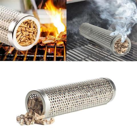 High Quality 6 In Pellet Smoker Tube Stainless Steel Grill Smoker Grill Perforated Mesh Smoker Filter Gadget Hot Cold Smoking ► Photo 1/6