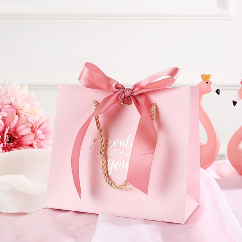 10pcs New Originality Pink High-quality Paper Wedding candy box Tote bag packaging box Wedding Favors Birthday Party Supplie ► Photo 1/6