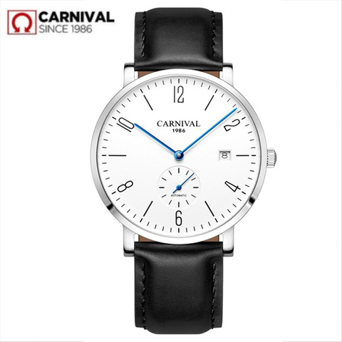 Carnival Automatic mechanical Watch Men luxury brand full Steel Business men Watches Calkskin Leather Fashion Casual Date Clocks ► Photo 1/6