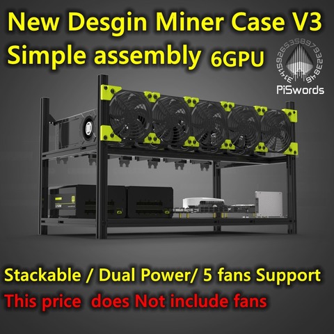 VEDDHA 6 GPU Miner Mining rig Aluminum Stackable Open air Case Computer ETH Frame Rig for bitcon Miner Kit Unassembled Ethereum ► Photo 1/6
