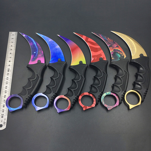 CS GO Counter Strike claw Karambit Knife Neck Knife with Sheath Tiger Tooth Real game Knife red,blue,golden colors camping knife ► Photo 1/6