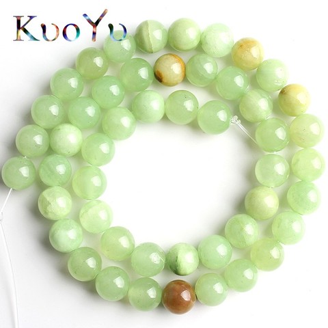 Natural Stone Flower Green Jades Beads Round Loose Beads For Jewelry Making DIY Bracelets Necklace 15''Strand 4/6/8/10/12mm ► Photo 1/5
