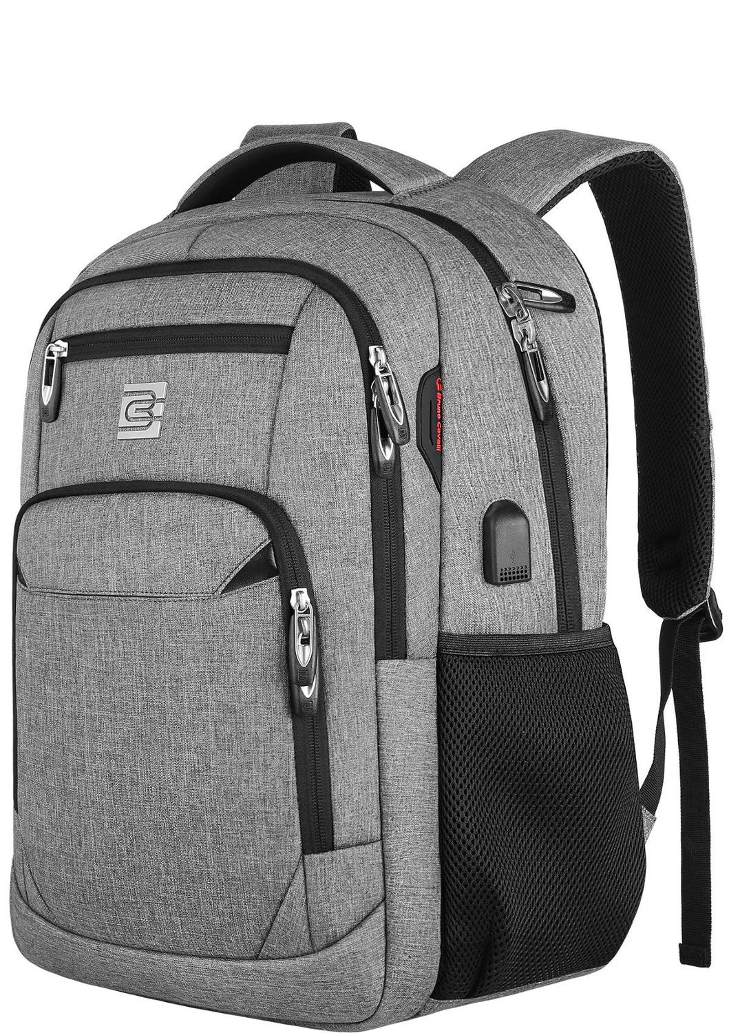 Mens Travel Anti-Theft USB Charging Shoulder Backpack Laptop Notebook School Bag 
