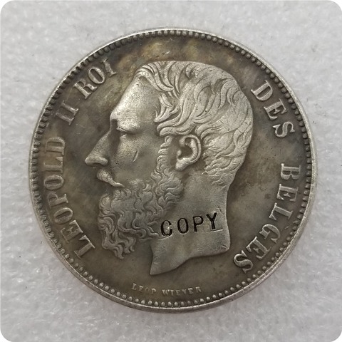 1866 Belgium 5 Francs Coin KM#24 COPY commemorative coins-replica coins medal coins collectibles ► Photo 1/4