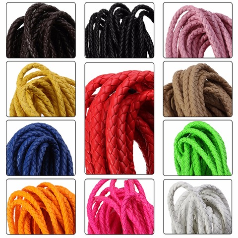 5meters/lot 11 Colors 6mm Round Braided Leather Cords PU Leather Cord Cordon Cuir For Bracelet Necklace DIY Jewelry Making ► Photo 1/6