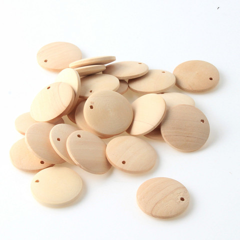 Nature Wood Charm Pendants Unfinished Wooden Round Beads for Jewelry Making DIY Earrings ► Photo 1/6