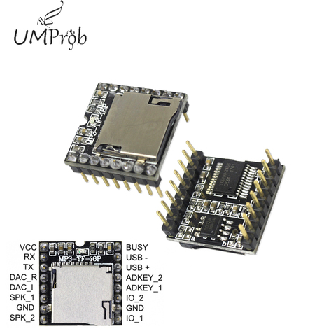 Mini MP3 Player Module with Simplified Output Speaker MP3-TF-16P TF Micro SD Card U Disk for arduino ► Photo 1/4