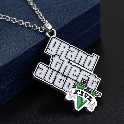 MQCHUN Classic Game GTA Necklace Grand Theft Auto Pendant Necklace For Men Fans V Logo Necklace Statement Pendant Chain ► Photo 1/6
