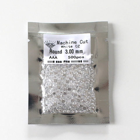 1000 pcs Wuzhou factory wholesale white cz cubic zirconia gemstone 3mm ► Photo 1/6