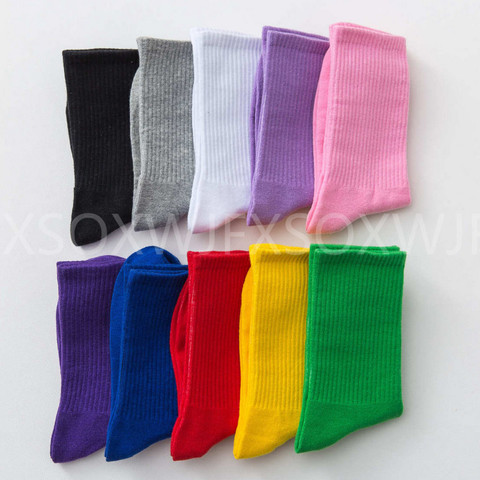 New solid color cotton socks personality Harajuku candy color couple skateboard socks casual sports men's socks ► Photo 1/6