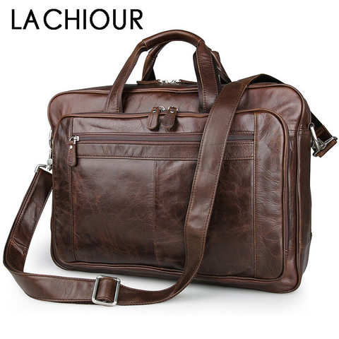 LACHIOUR Genuine Leather Men Bag Vintage Totes Handbags Brand Fashion Male Messenger Bags Briefcase Men's Travel Shoulder Bags ► Photo 1/6