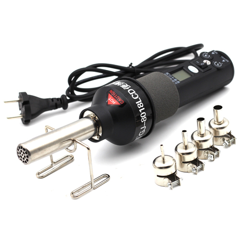 8018lcd  Portable BGA Rework Solder Station Hot Air Blower Heat Gun Hair Dryer For Soldering Hot Air Gun With 3 nozzles VS 858D ► Photo 1/6