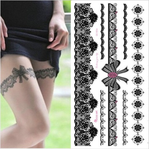 Buy Online 1piece White Black Henna Tattoo Sexy Lace Stocking Arabic Indian Rose Butterfly Bow Flash Wedding Art Paint On Hand Arm Leg Alitools