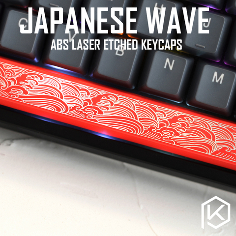 Novelty Shine Through Keycaps ABS Etched, Shine-Through japanese wave black red spacebar custom mechanical keyboards ► Photo 1/3