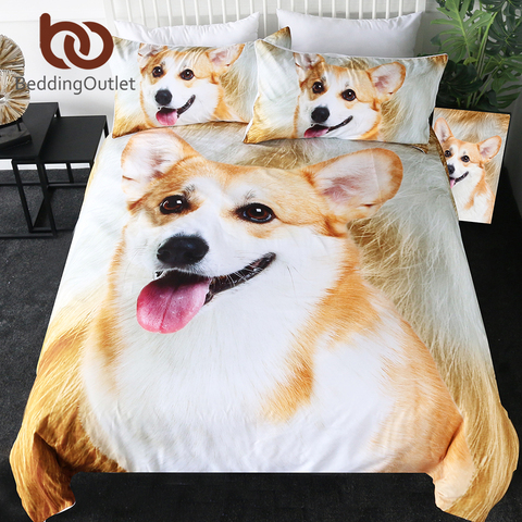 BeddingOutlet Corgi Bedding Set Pet Dog Kids Duvet Cover 3D Fur Print Brown White Bed Linen Lovely Puppy Bedspreads Dropshipping ► Photo 1/1