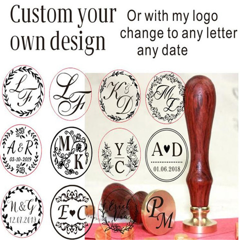 customize your logo Personalized image custom weeding Invitation initials and date Letter for Wax Seal stamp sealing wax sealing ► Photo 1/6