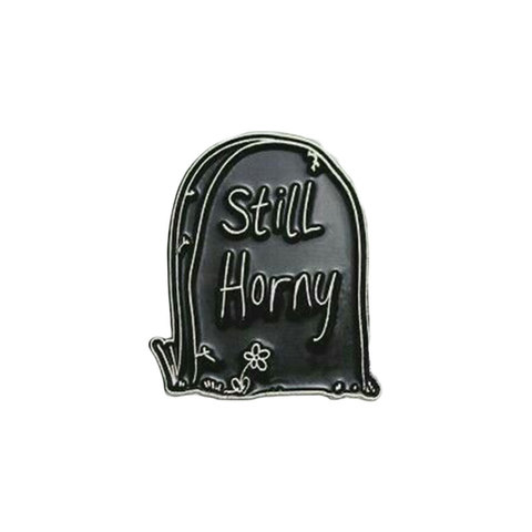 Still horny tombstone enamel pin black gothic art brooch Halloween accessories ► Photo 1/1