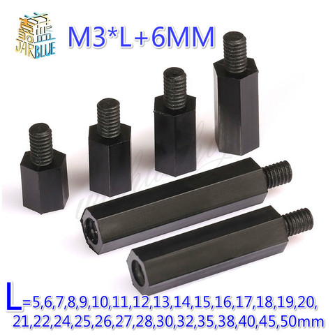 CNIM Hot 50Pcs M3 Thread L=5mm-50mm+6mm PCB Fixed Nylon Hex Standoff Spacer Pillar ► Photo 1/5