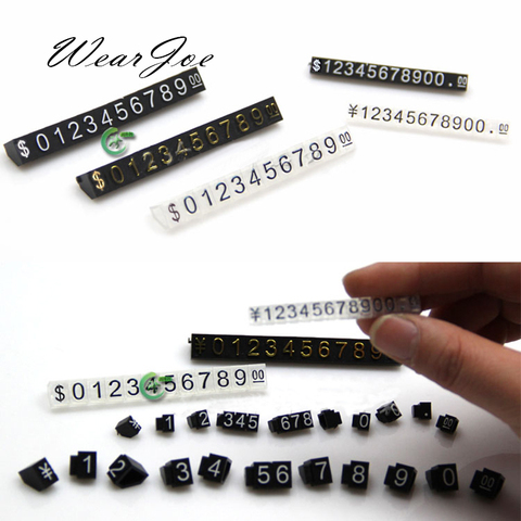 Wholesale 5pcs/lot Mini Acrylic Combined Price Tag Euro HK US Dollar Adjustable Number Pricing Label Jewellery Store Accessories ► Photo 1/6