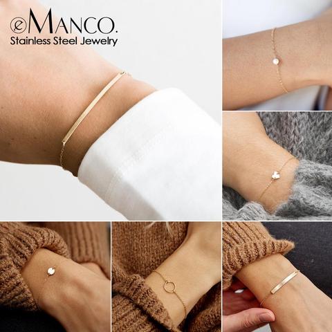 eManco Not Darken 316L Stainless Steel Bracelets for women Adjustable Chain Charm Bracelets women Minimalist Bracelet Jewellery ► Photo 1/6