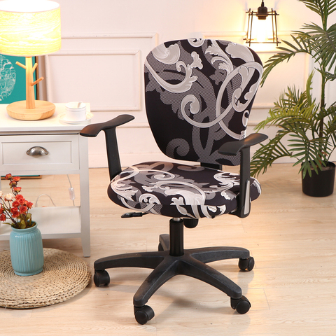floral printed computer chair covers spandex elastic slipcovers for office chair Split chair back cover student study chair ► Photo 1/6