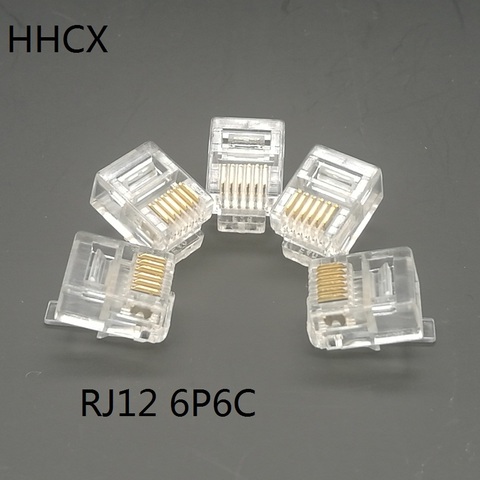 20 PCS/LOT Gold-plated RJ12 6Pin 6P6C engineering CNC Telephone crystal head  Connector ► Photo 1/3