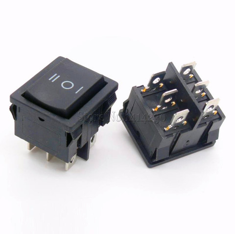 KCD5 21X24mm 21*24mm 6 Pin 3 Position 6A/12A 250VAC ON-OFF-ON SPDT Snap in Black Rocker Switch ► Photo 1/3