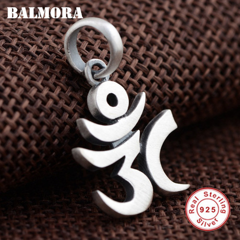 BALMORA 100% Real 925 Sterling Silver Retro Six-word Mantra Charms Pendants For Women Men Fashion Character Pendant Jewelry ift ► Photo 1/6