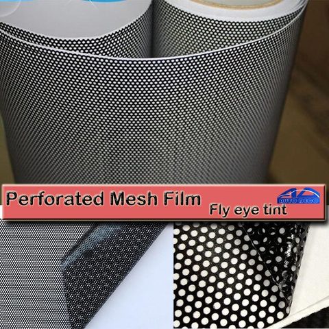 Black One Way Vision Fly Eye Tint Perforated Mesh Film Car tint Window Tint Car wrap film sticker Motorcycle Scooter Decals ► Photo 1/1