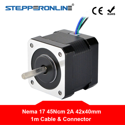 Nema 17 Stepper Motor 40mm Nema17 Bipolar Stepping Motor 2A 45Ncm 1m Cable( 17HS16-2004S1) 4-lead for 3D Printer CNC Robot ► Photo 1/5