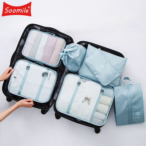 6pieces set Travel Six Piece Storage Bag Set Travel Luggage Sorting Bag  Clothing Sorting Bag Storage Bag Shoe Clothes Luggage Organizer Bags